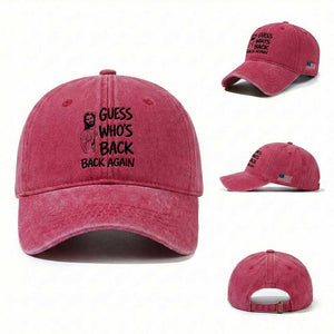 Funny Easter Jesus Washed Cotton Baseball Cap Guess Who's Back Back Again TS14 Washed Cap Universal Fit Red Print Your Wear