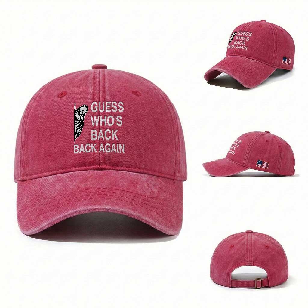 Guess Who's Back Back Again Washed Cotton Baseball Cap Funny Easter Jesus Meme TS14 Washed Cap Universal Fit Red Print Your Wear