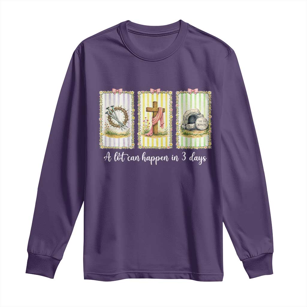 A Lot Can Happen in 3 Days Long Sleeve Shirt Christian Jesus Easter TS14 Purple Print Your Wear