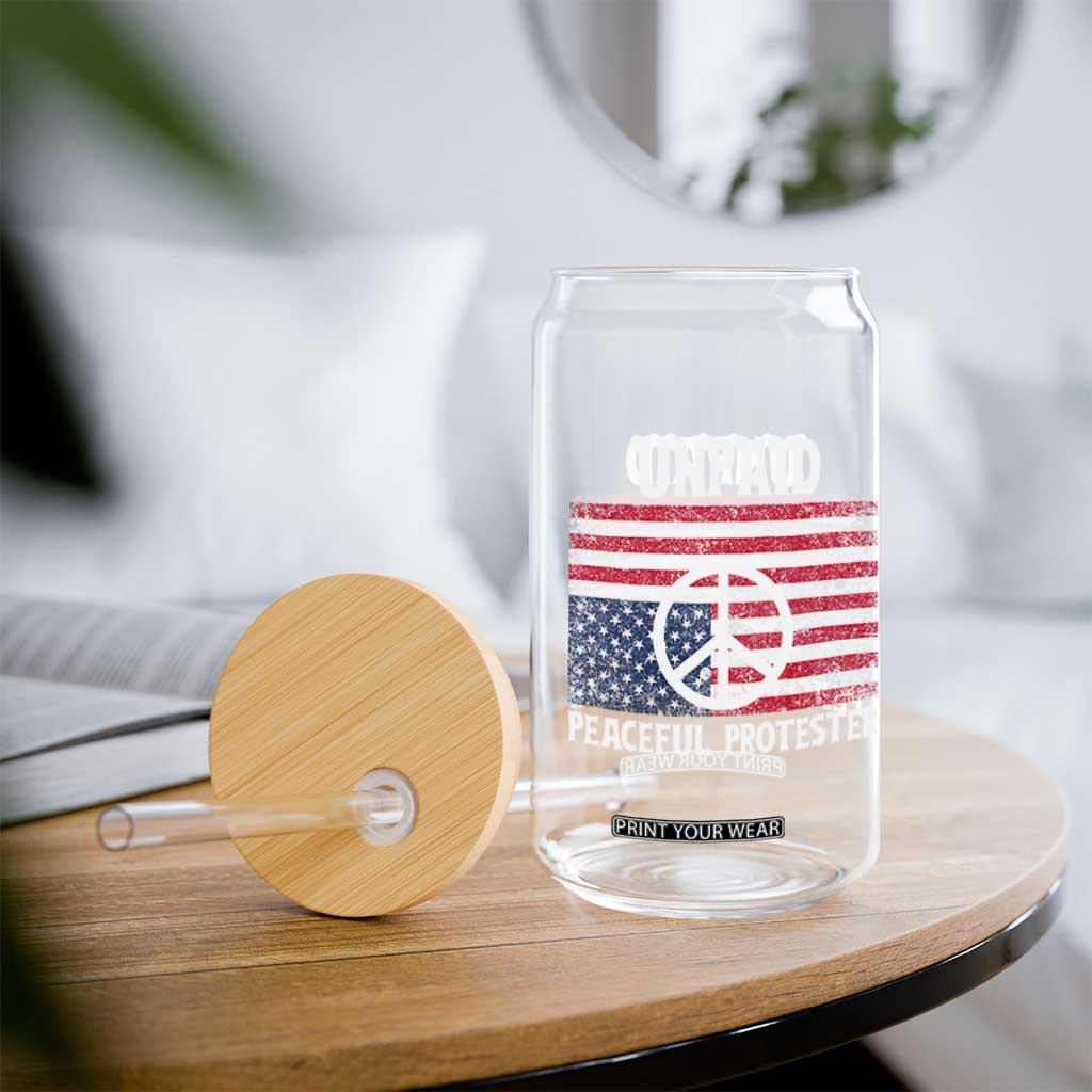 Unpaid Peaceful Protester Glass Can Peace Sign Anti War Patriotic US Flag TS14 Print Your Wear