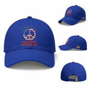 Unpaid Peaceful Protester Baseball Cap Peace Sign Patriotic US Flag Political Protest TS14 Baseball Cap Universal Fit Royal Blue Print Your Wear