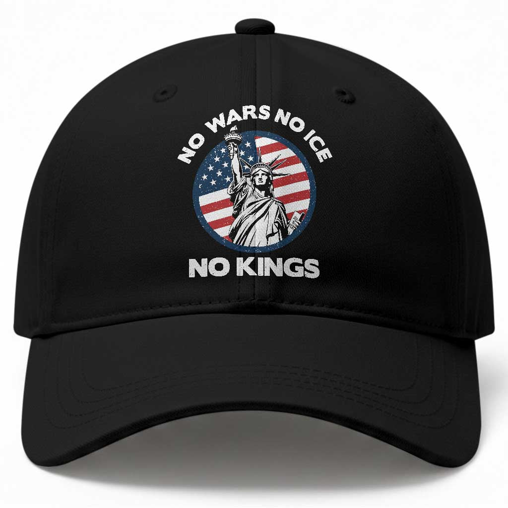 No Kings No ICE No Wars Baseball Cap Statue of Liberty US Flag Anti War Freedom Activist TS14 Print Your Wear