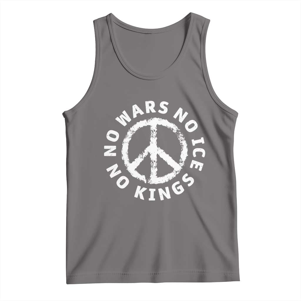 No Kings No ICE No Wars Tank Top Peace Sign Anti War Freedom Activist TS14 Deep Heather Print Your Wear