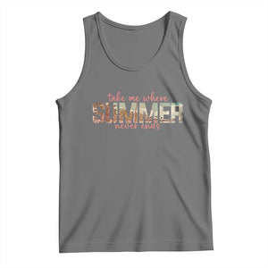 Take Me Where Summer Never Ends Tank Top Summer Beach Vacation TS14 Black Heather Print Your Wear