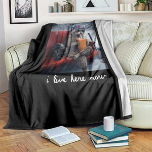 Hockey Mom Raccoon Iced Coffee Throw Blanket I Live Here Now TS14 Print Your Wear