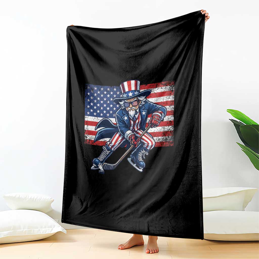 Uncle Sam Hockey Player 4th of July American Flag Throw Blanket TS14 Print Your Wear