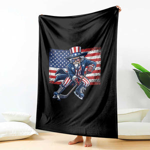 Uncle Sam Hockey Player 4th of July American Flag Throw Blanket TS14 Print Your Wear