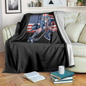 Uncle Sam Hockey Player 4th of July American Flag Throw Blanket TS14 Print Your Wear