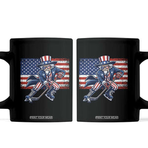 Uncle Sam Hockey Player 4th of July American Flag Coffee Mug TS14 Black Print Your Wear