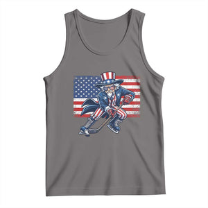 Uncle Sam Hockey Player 4th of July American Flag Tank Top TS14 Deep Heather Print Your Wear