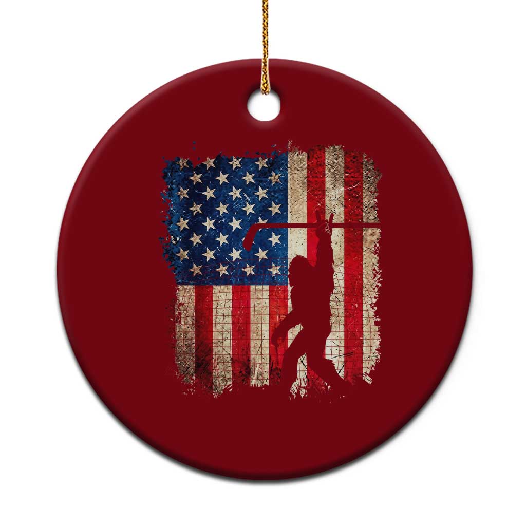 Patriotic Bigfoot Hockey American Flag 4th of July Ceramic Ornament Patriotic Funny Sasquatch Rock On Ice Hockey Player Sticks TS14 1pc Red Print Your Wear