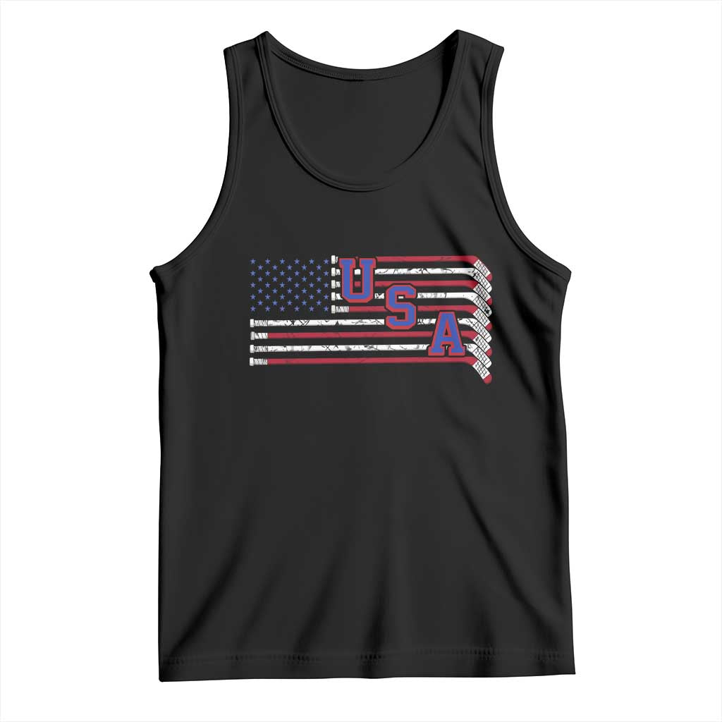 Ice Hockey Sticks American Flag Tank Top Patriotic Hockey Fan TS14 Black Print Your Wear