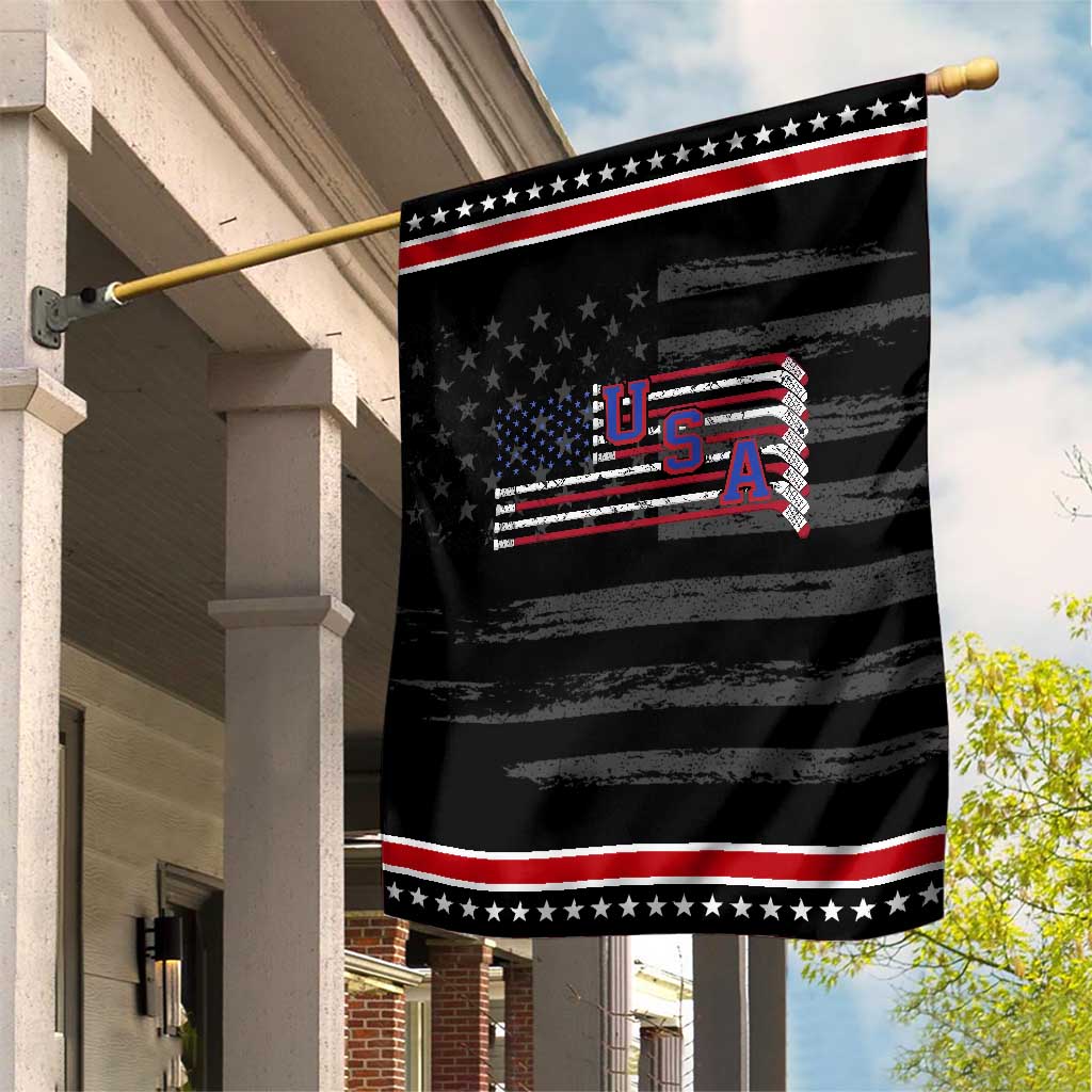 Ice Hockey Sticks US Flag Patriotic Player Patriotic Garden Flag TS14 Distressed Black Red Print Your Wear