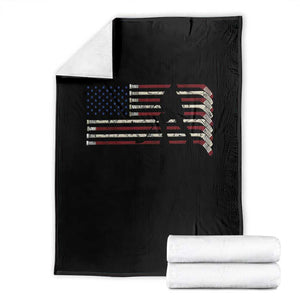 Patriotic Ice Hockey Sticks American Flag Throw Blanket TS14 Black Print Your Wear