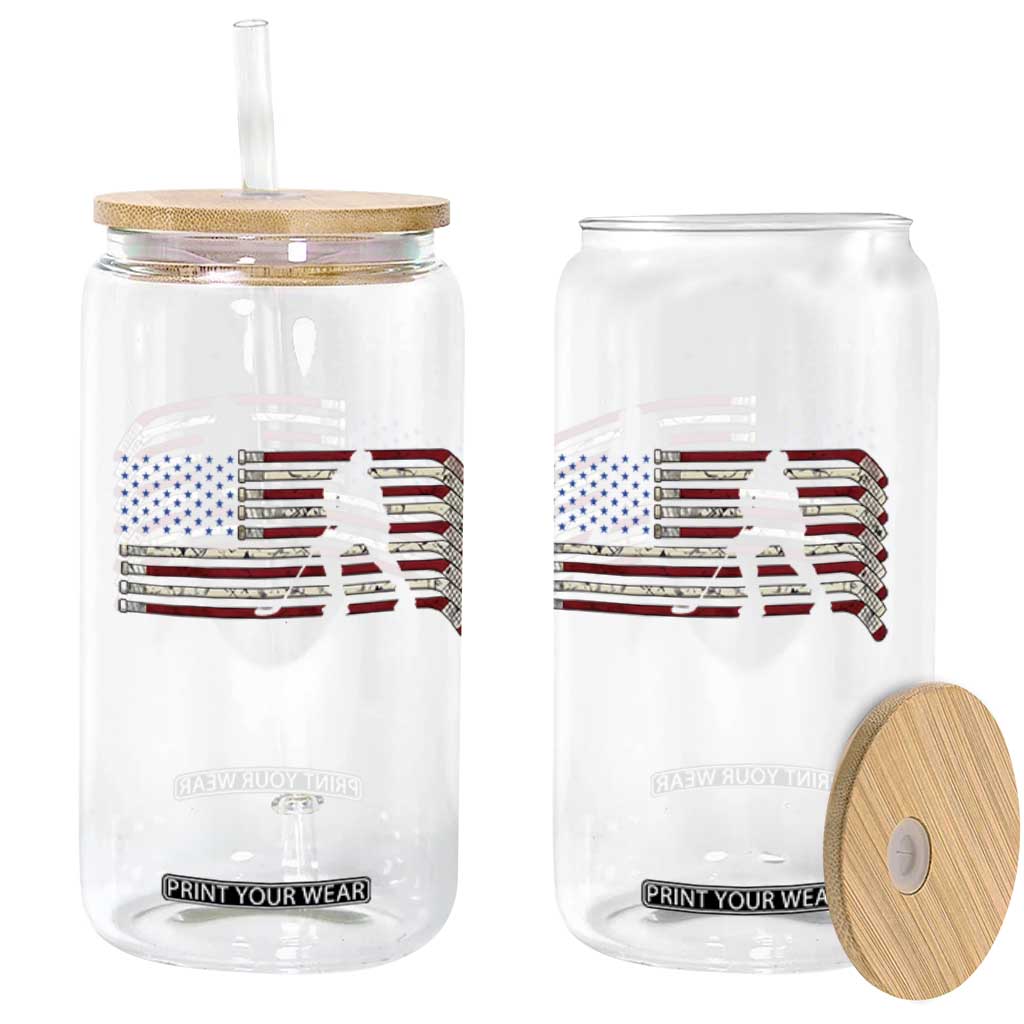Patriotic Ice Hockey Sticks American Flag Glass Can TS14 Print Your Wear