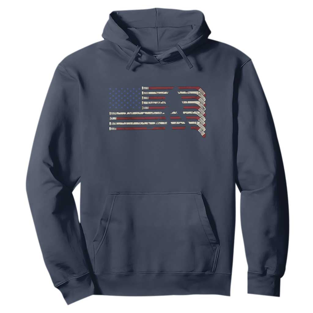 Patriotic Ice Hockey Sticks American Flag Hoodie TS14 Navy Print Your Wear