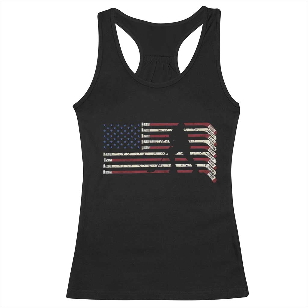 Patriotic Ice Hockey Sticks American Flag Racerback Tank Top TS14 Black Print Your Wear