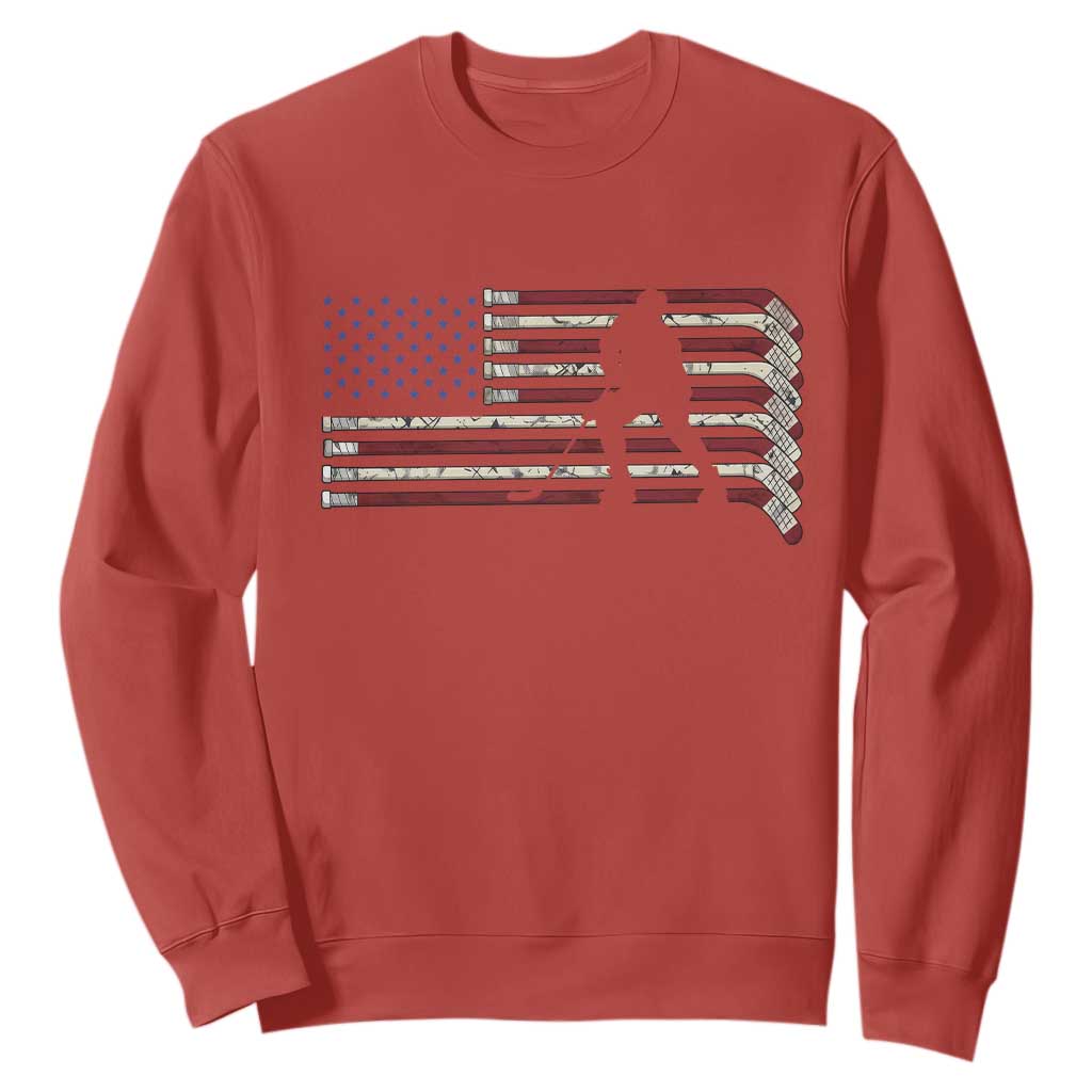 Patriotic Ice Hockey Sticks American Flag Sweatshirt TS14 Red Print Your Wear