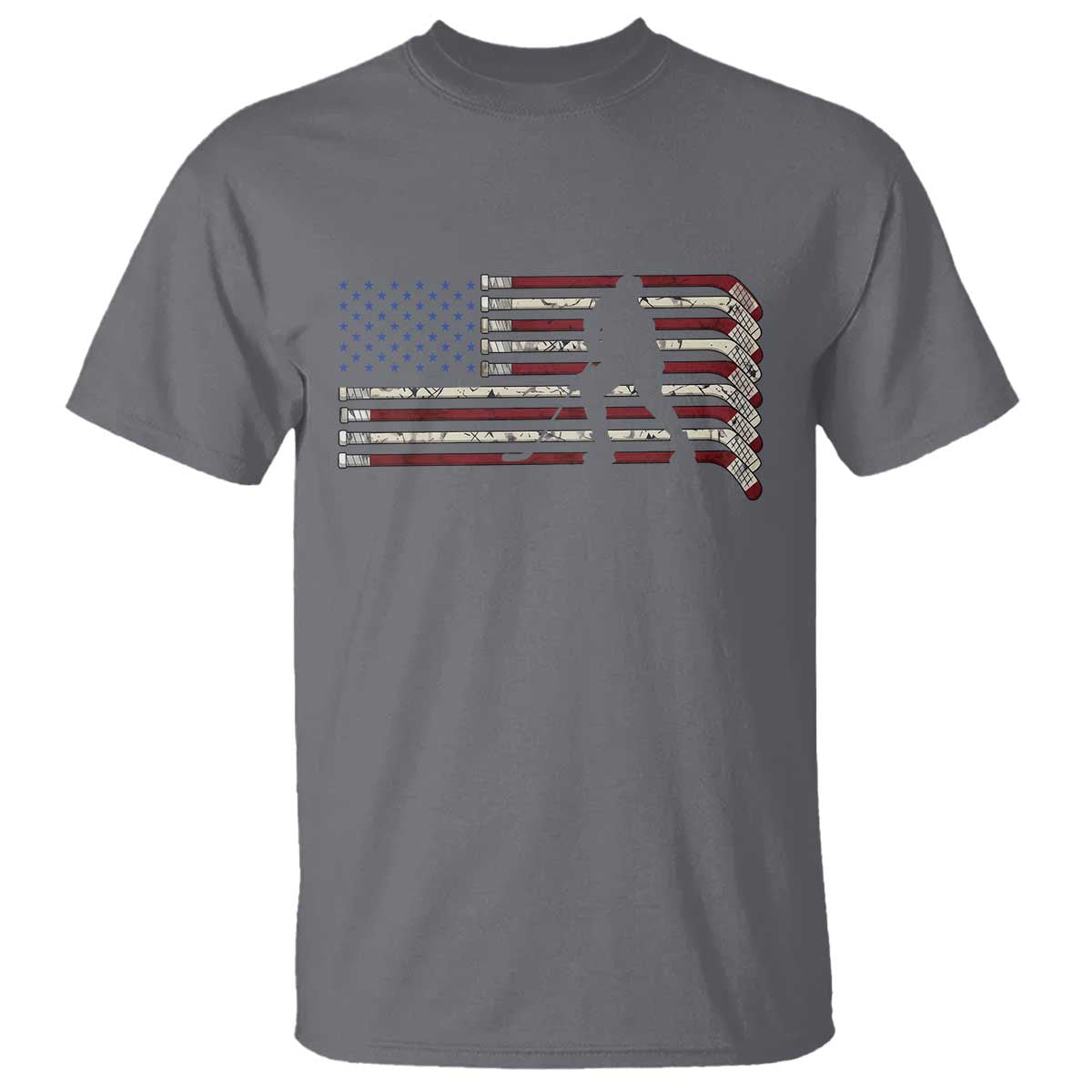 Patriotic Ice Hockey Sticks American Flag T Shirt TS14 Charcoal Print Your Wear