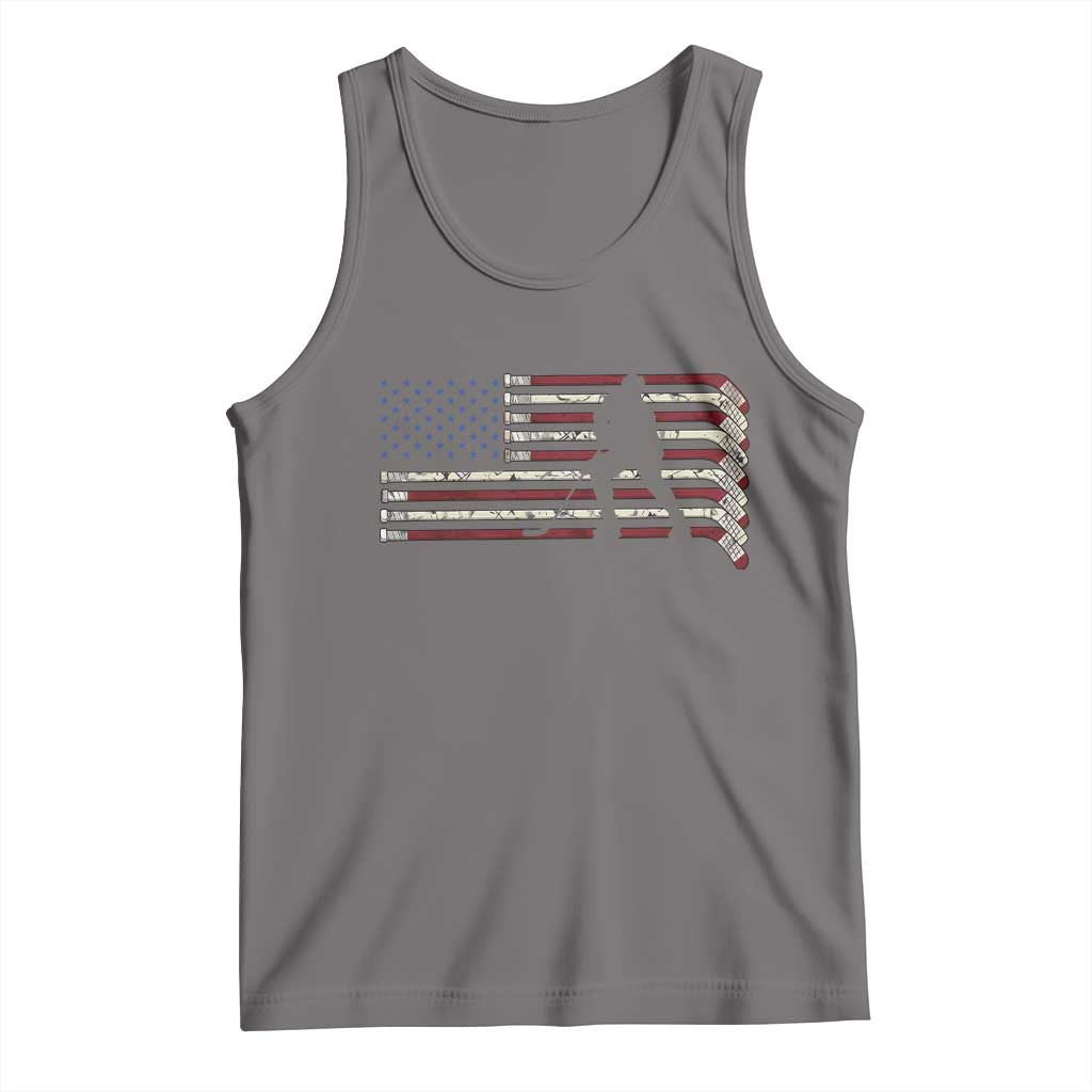 Patriotic Ice Hockey Sticks American Flag Tank Top TS14 Deep Heather Print Your Wear