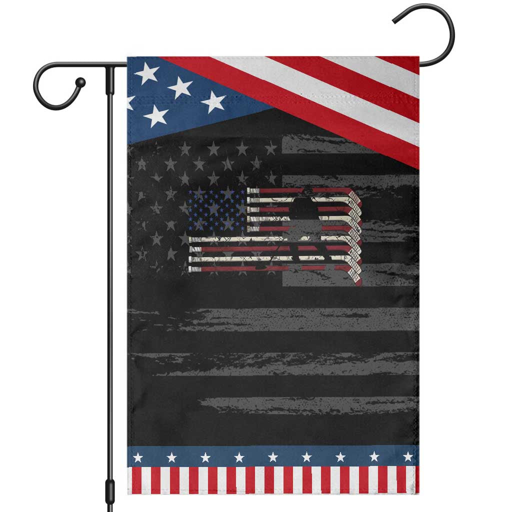 USA Ice Hockey Sticks American Flag Patriotic Garden Flag TS14 Distressed Black Blue Print Your Wear