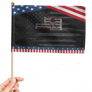 USA Ice Hockey Sticks American Flag Patriotic Handheld Flag TS14 Distressed 8.2" × 5.5" Black Blue Print Your Wear