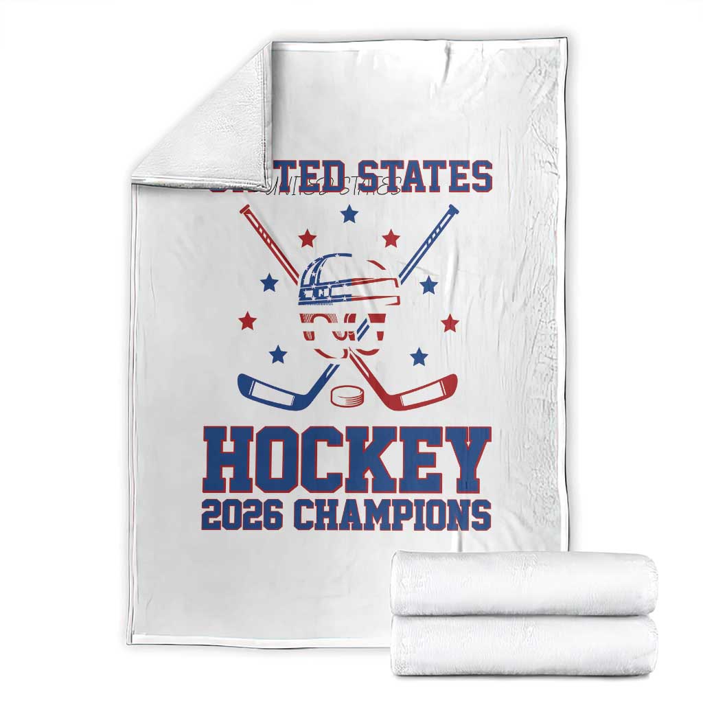 Hockey Champions 2026 Throw Blanket Patriotic Ice Hockey Fan TS14 White Print Your Wear
