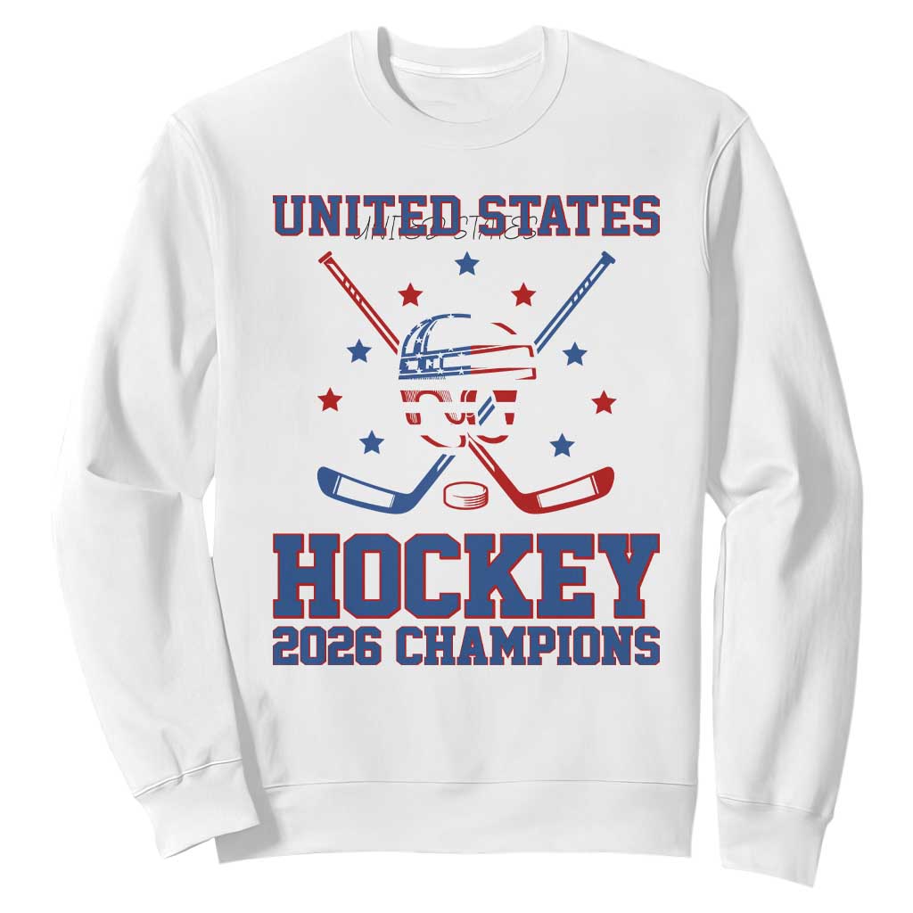 Hockey Champions 2026 Sweatshirt Patriotic Ice Hockey Fan TS14 White Print Your Wear