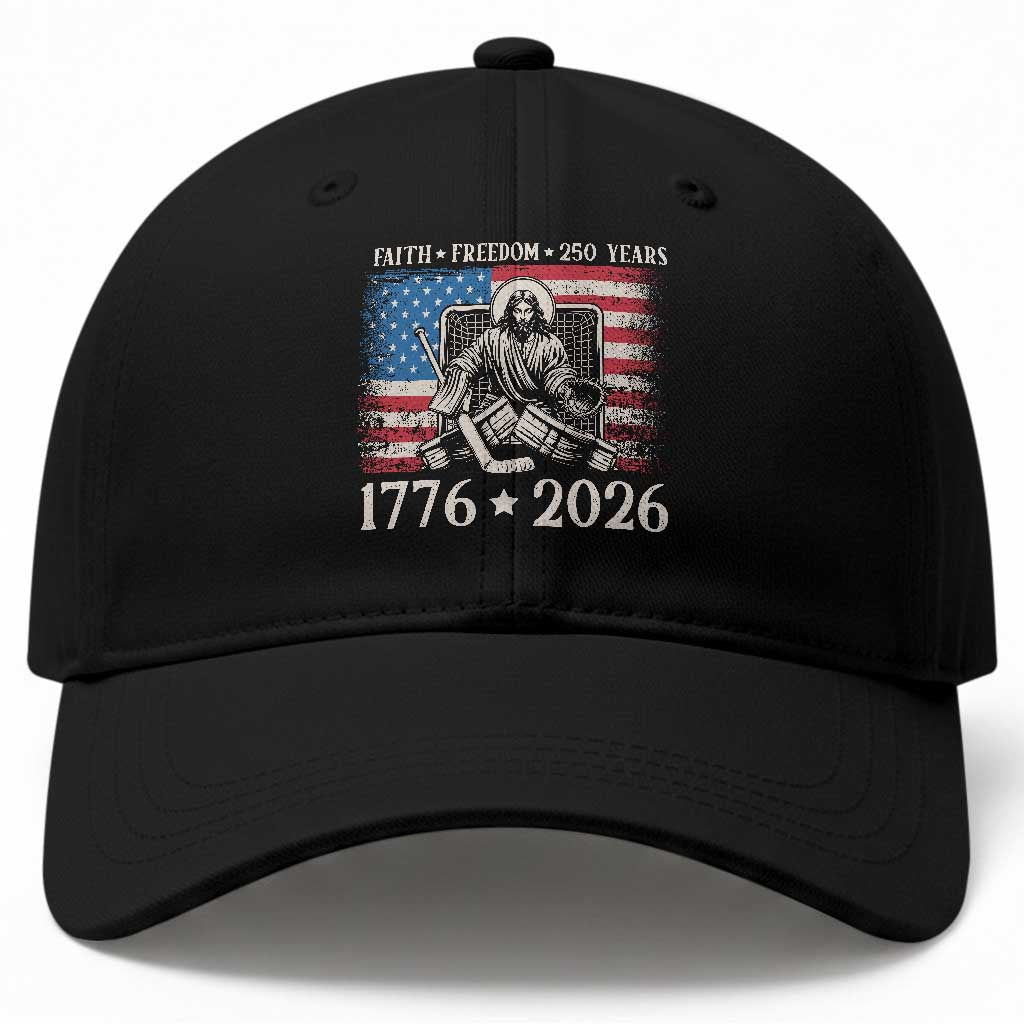 250 Years Faith and Freedom Christian Baseball Cap Jesus Hockey Player 4th of July American Flag TS14 Print Your Wear