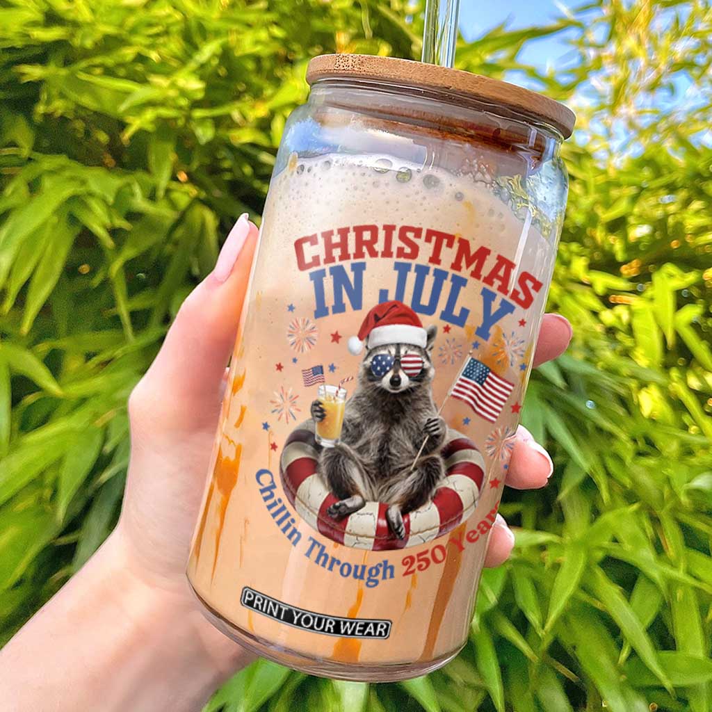 Raccoon 250th Anniversary Glass Can Christmas in July TS14 White Print Your Wear