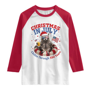 Raccoon 250th Anniversary Raglan Shirt Christmas in July TS14 White Red Print Your Wear