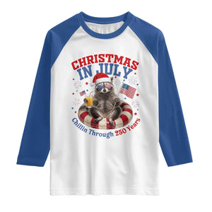 Raccoon 250th Anniversary Raglan Shirt Christmas in July TS14 White Royal Print Your Wear