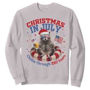 Raccoon 250th Anniversary Sweatshirt Christmas in July TS14 Ice Gray Print Your Wear