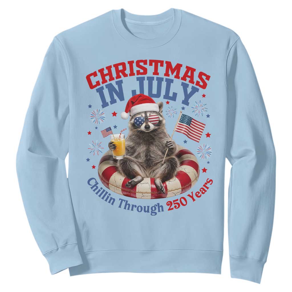 Raccoon 250th Anniversary Sweatshirt Christmas in July TS14 Light Blue Print Your Wear