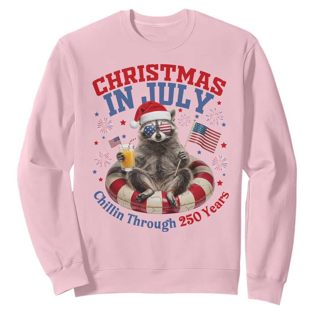 Raccoon 250th Anniversary Sweatshirt Christmas in July TS14 Light Pink Print Your Wear