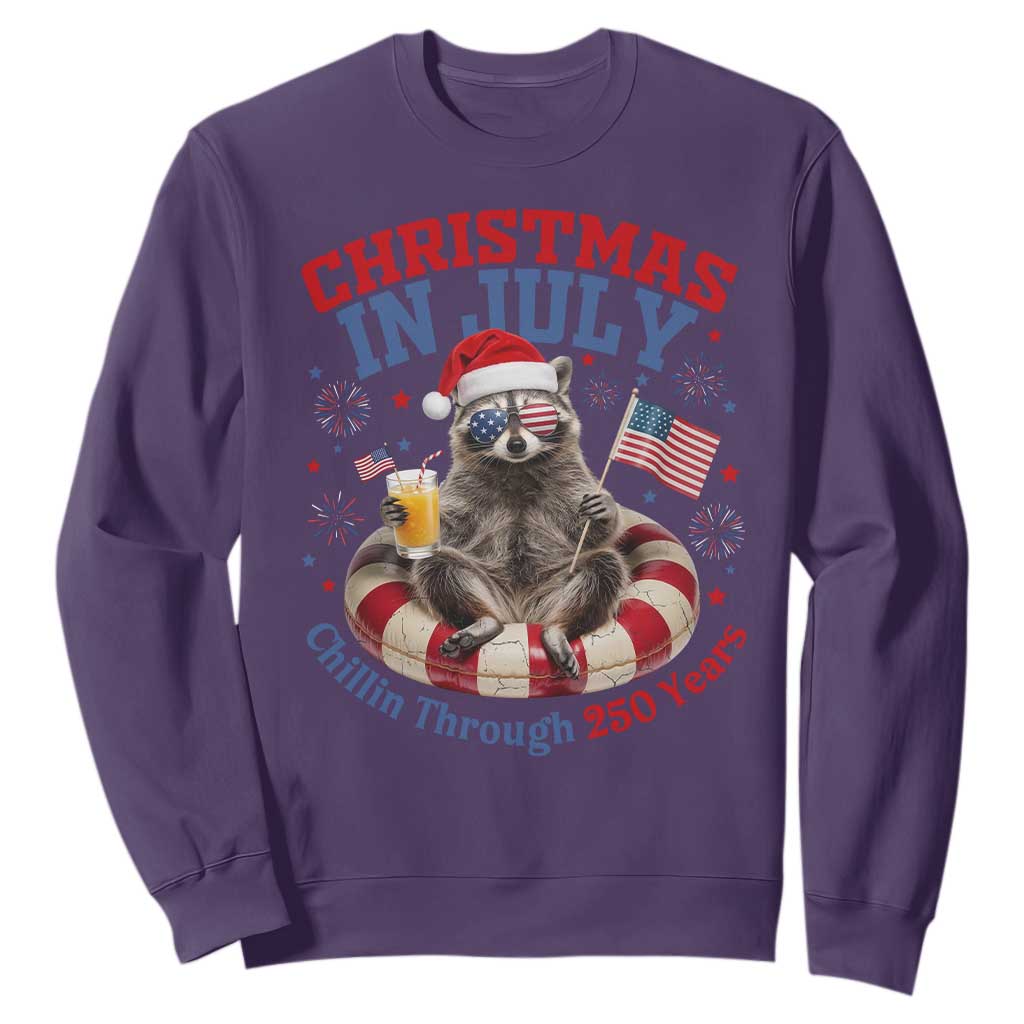 Raccoon 250th Anniversary Sweatshirt Christmas in July TS14 Purple Print Your Wear