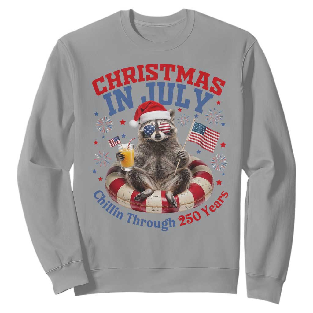Raccoon 250th Anniversary Sweatshirt Christmas in July TS14 Sport Gray Print Your Wear