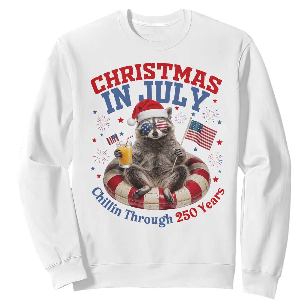 Raccoon 250th Anniversary Sweatshirt Christmas in July TS14 White Print Your Wear