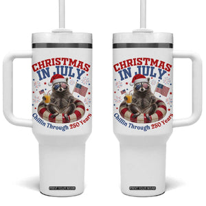 Raccoon 250th Anniversary Tumbler With Handle Christmas in July TS14 One Size: 40 oz White Print Your Wear