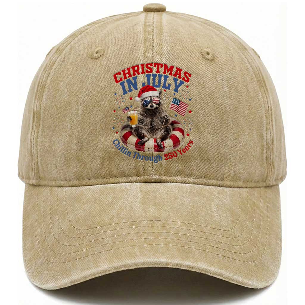 Raccoon 250th Anniversary Washed Cotton Baseball Cap Christmas in July TS14 Print Your Wear