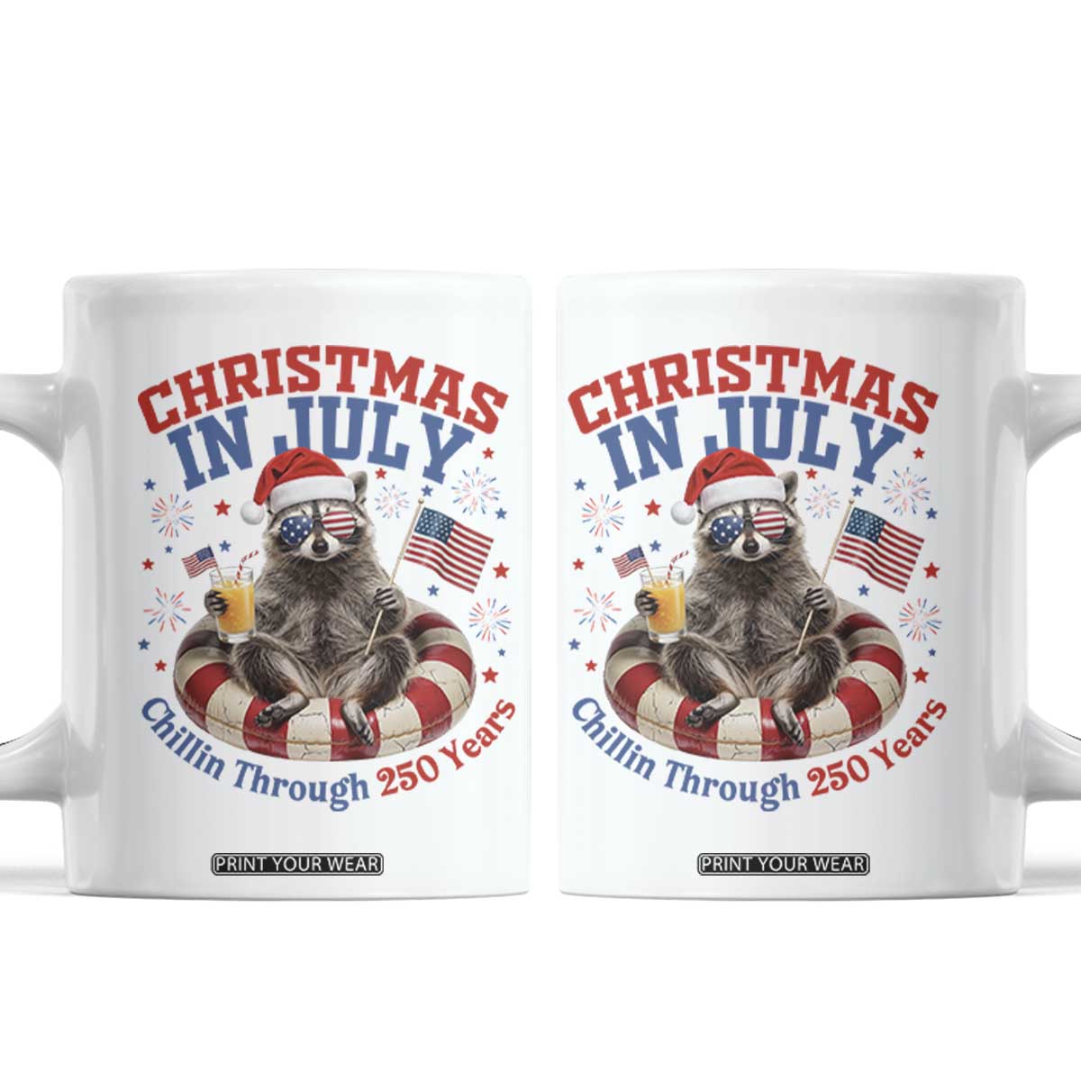 Raccoon 250th Anniversary Coffee Mug Christmas in July TS14 White Print Your Wear