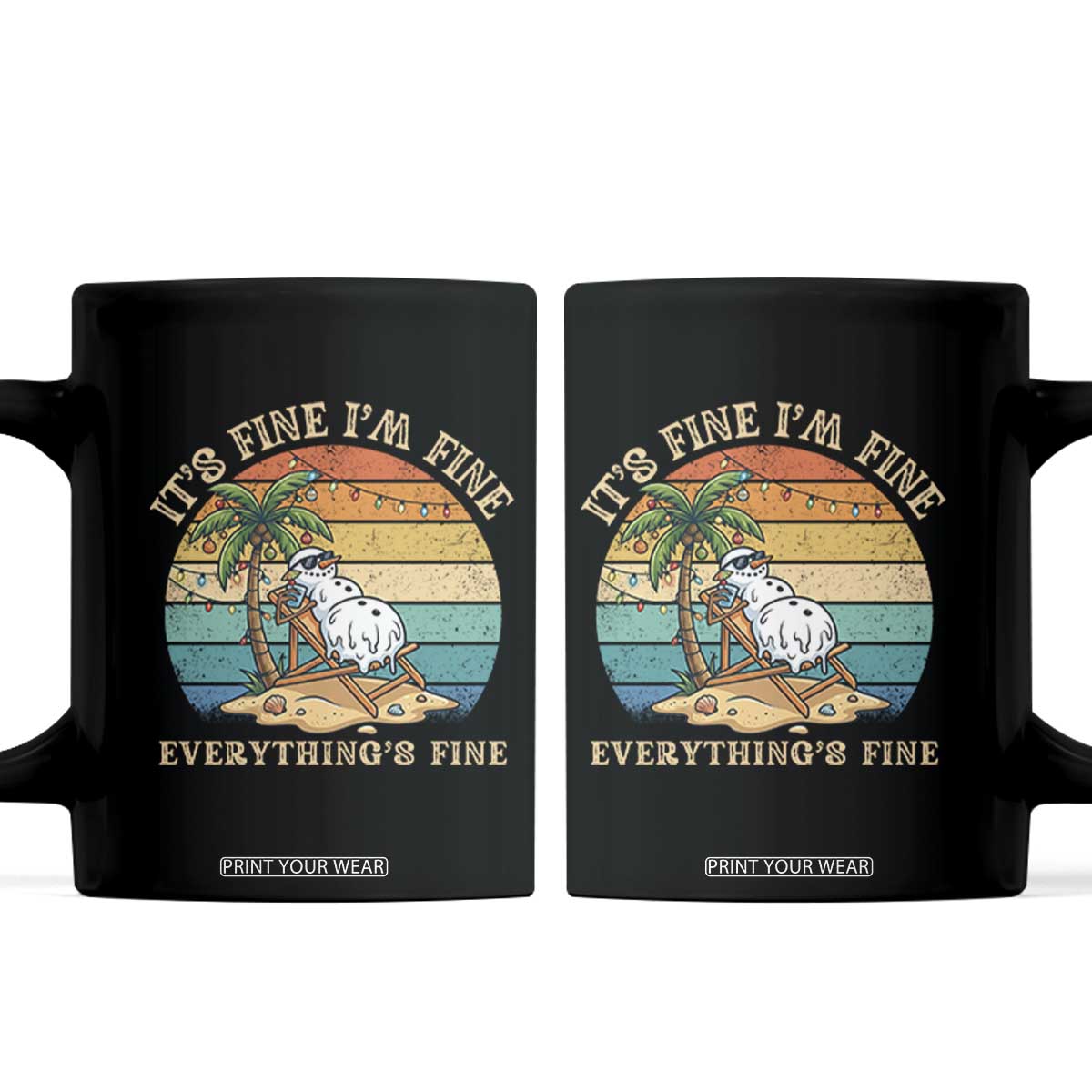 Snowman in july Coffee Mug Hawaian Beach Vacation Christmas in July TS14 Black Print Your Wear