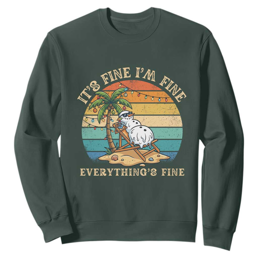 Snowman in july Sweatshirt Hawaian Beach Vacation Christmas in July TS14 Dark Forest Green Print Your Wear