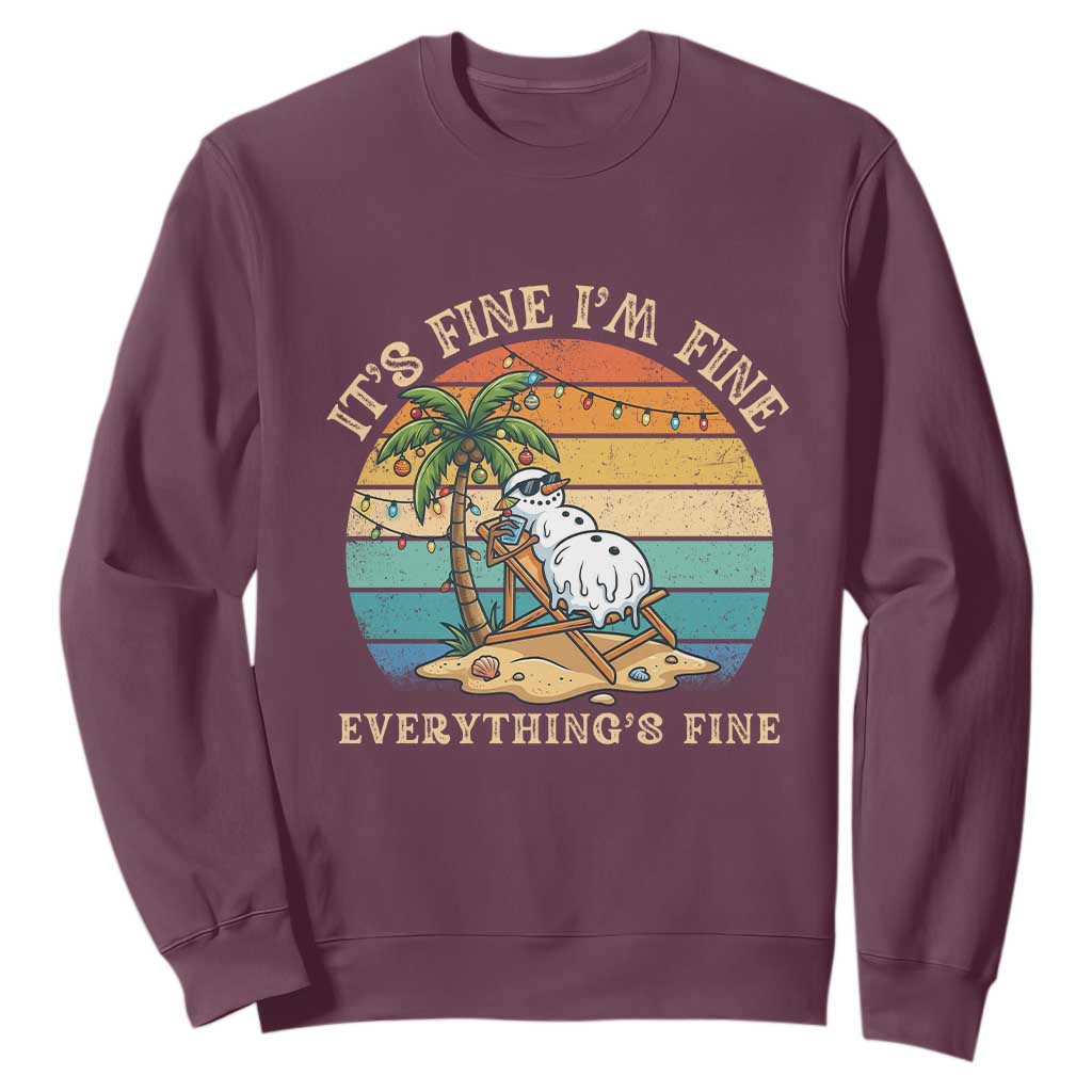 Snowman in july Sweatshirt Hawaian Beach Vacation Christmas in July TS14 Maroon Print Your Wear