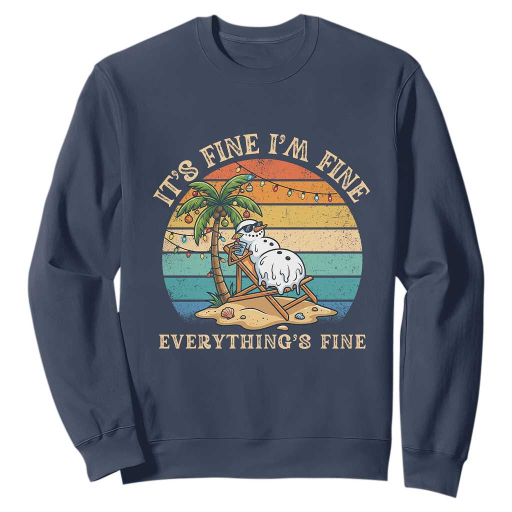 Snowman in july Sweatshirt Hawaian Beach Vacation Christmas in July TS14 Navy Print Your Wear