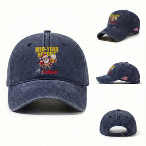 Mid-Year Report Still Naughty Washed Cotton Baseball Cap Funny Santa Christmas In July TS14 Washed Cap Universal Fit Navy Print Your Wear