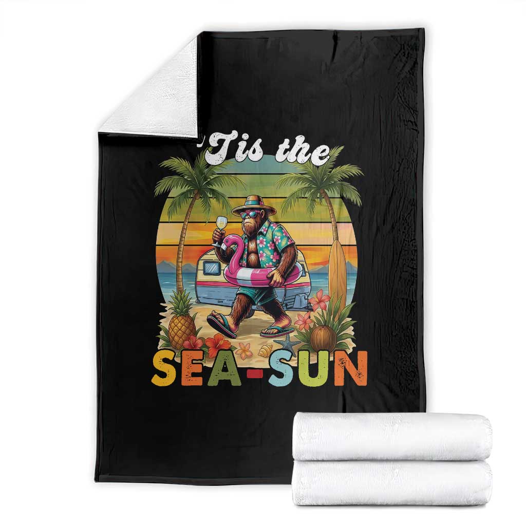 Hawaiian Bigfoot Christmas In July Throw Blanket Tis The Sea-Sun TS14 Black Print Your Wear