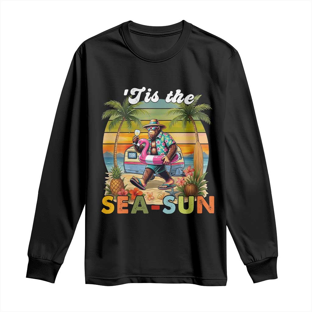 Hawaiian Bigfoot Christmas In July Long Sleeve Shirt Tis The Sea-Sun TS14 Black Print Your Wear