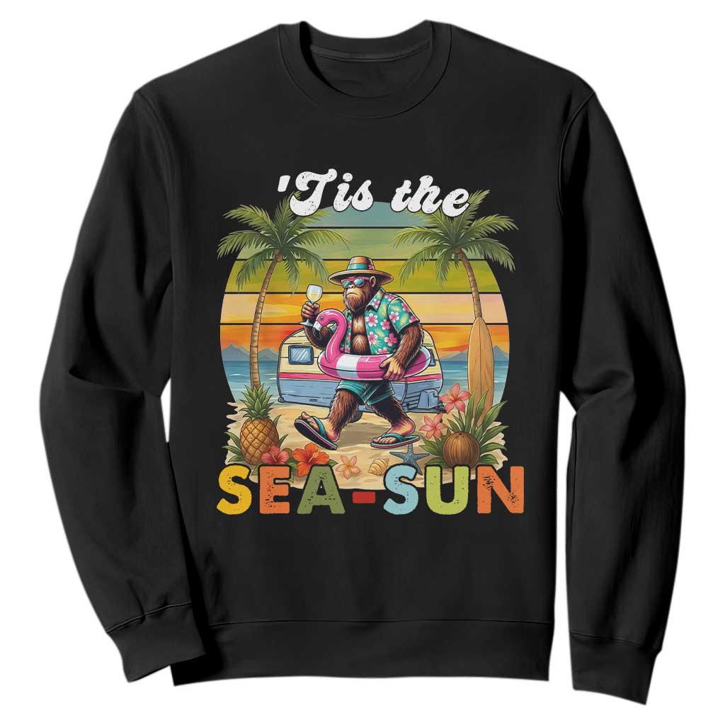 Hawaiian Bigfoot Christmas In July Sweatshirt Tis The Sea-Sun TS14 Black Print Your Wear