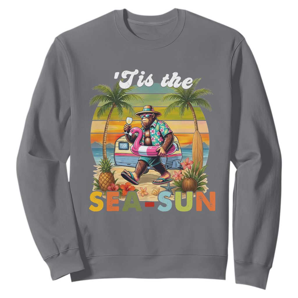 Hawaiian Bigfoot Christmas In July Sweatshirt Tis The Sea-Sun TS14 Charcoal Print Your Wear